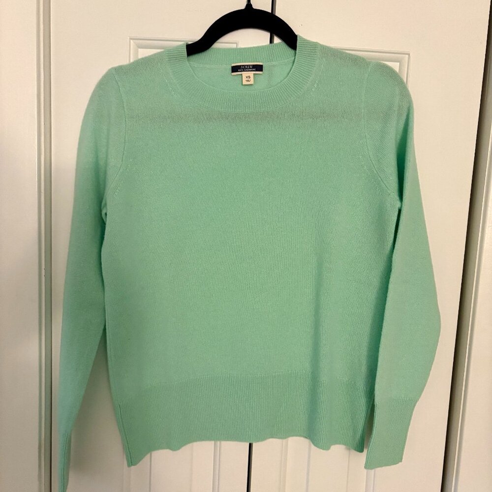 J. Crew mint cashmere sweater, size XS